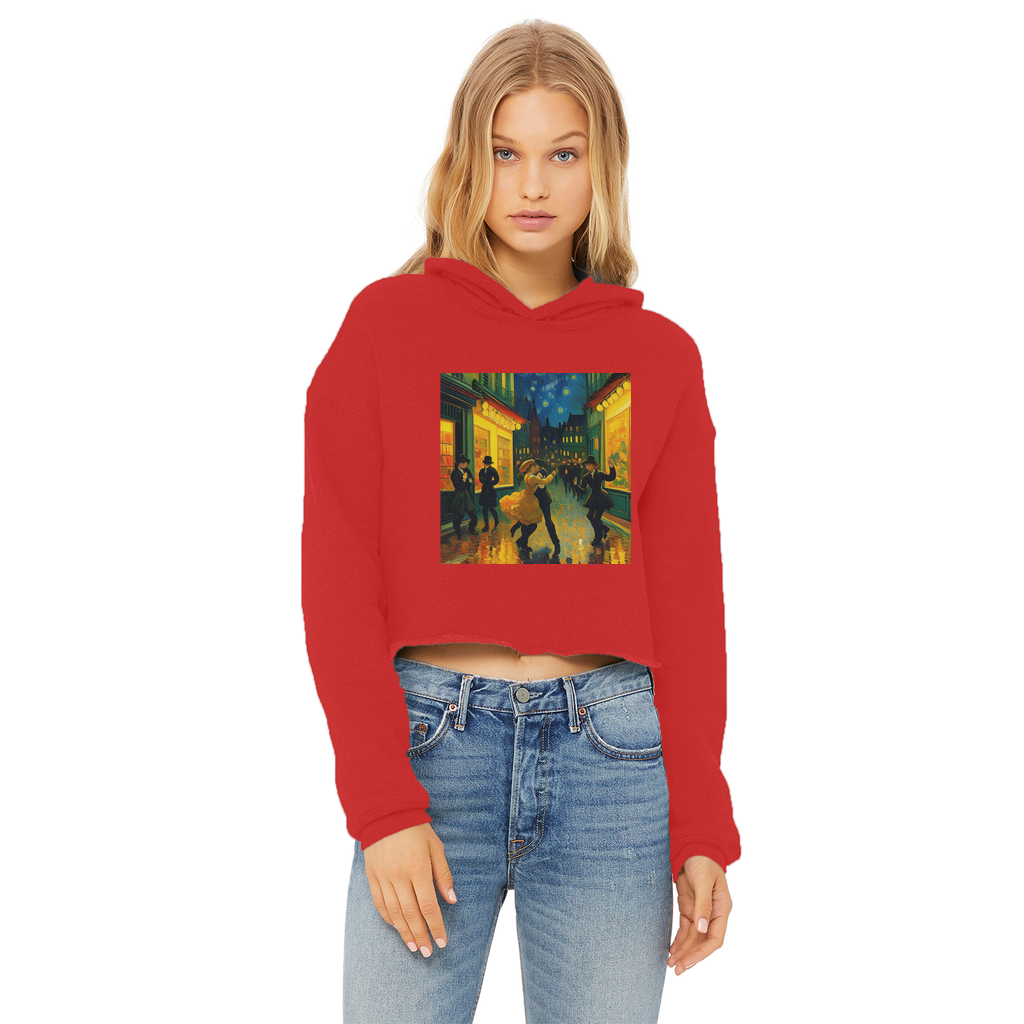 Dancing In The Streets Ladies Cropped Raw Edge Hoodie