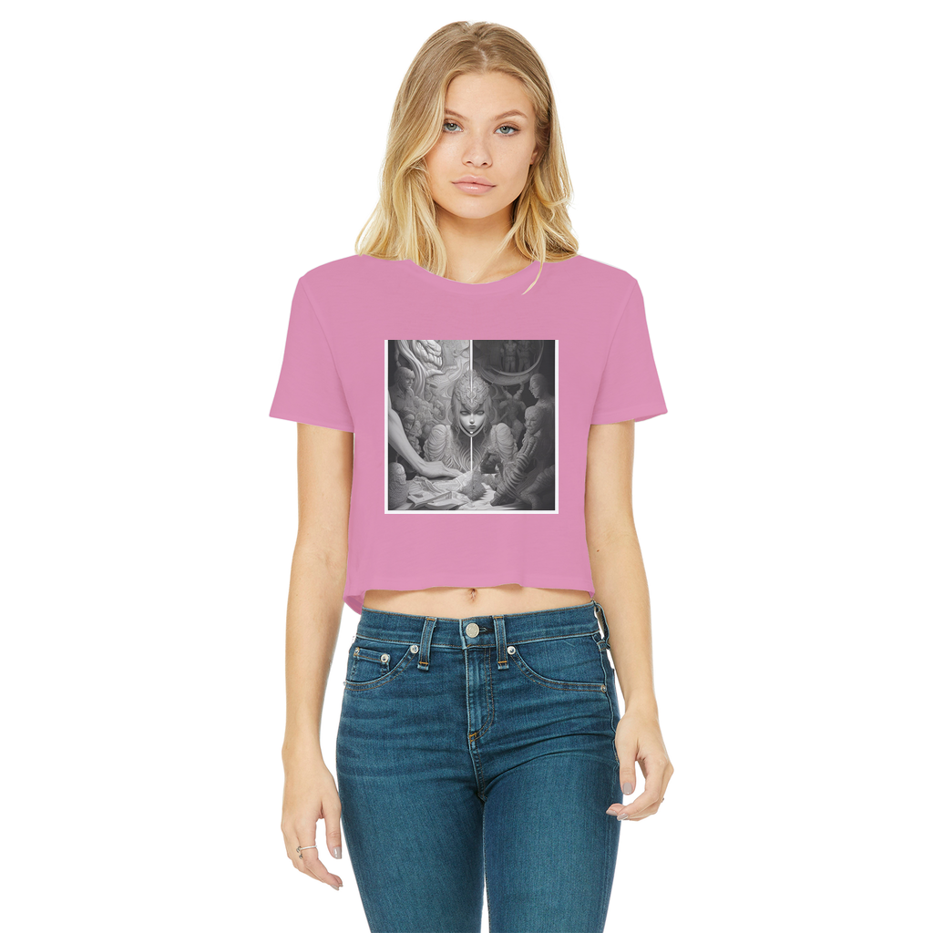 Drama Classic Women's Cropped Raw Edge T-Shirt