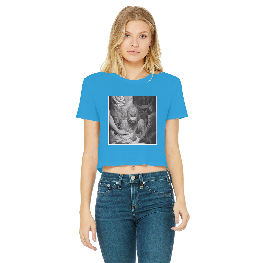 Drama Classic Women's Cropped Raw Edge T-Shirt