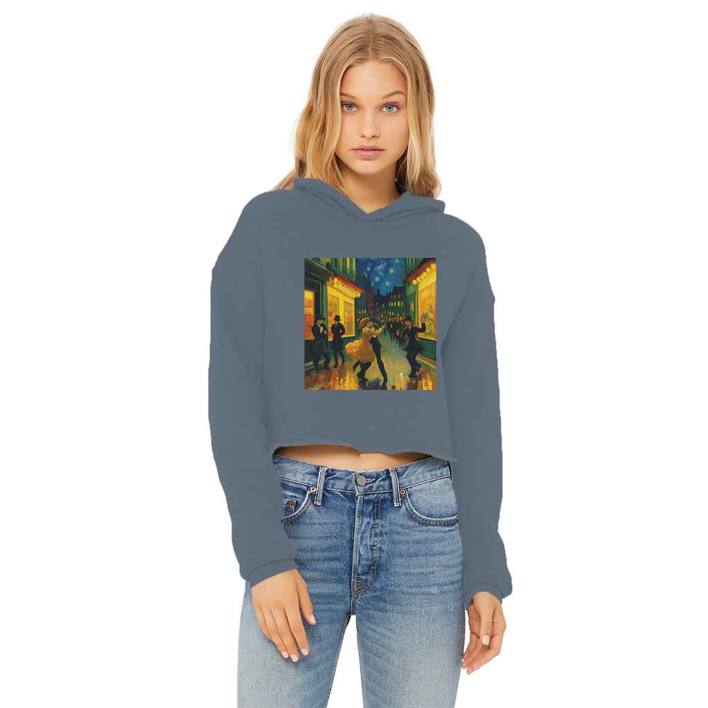 Dancing In The Streets Ladies Cropped Raw Edge Hoodie