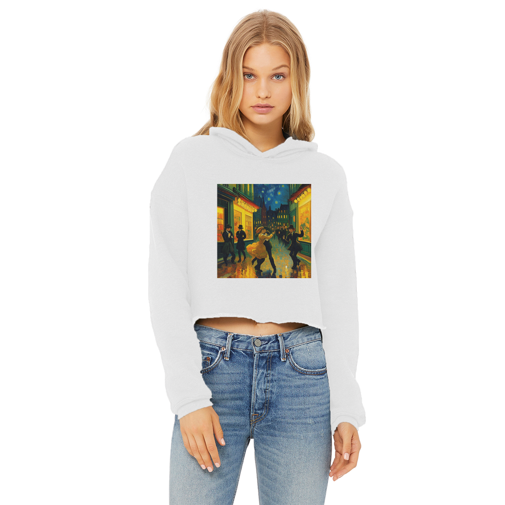 Dancing In The Streets Ladies Cropped Raw Edge Hoodie