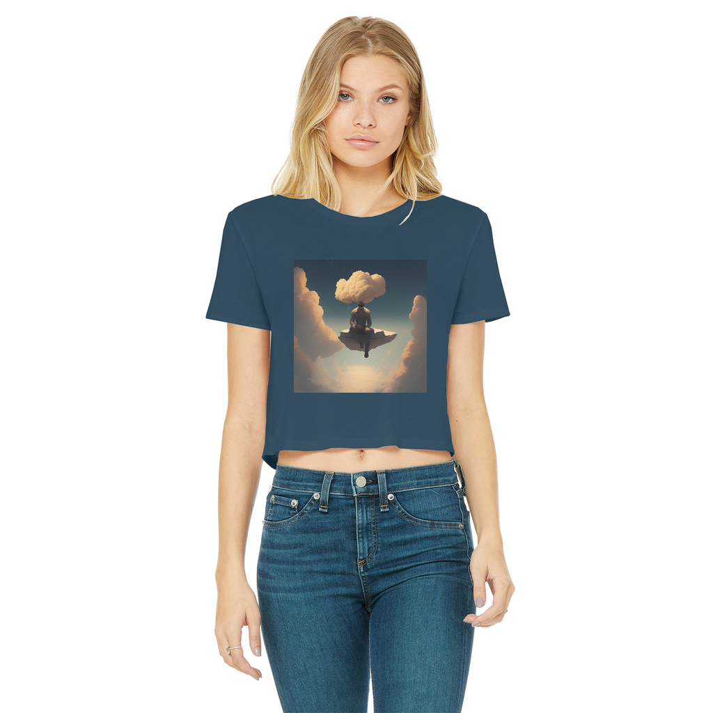 Rather Be High Classic Women's Cropped Raw Edge T-Shirt