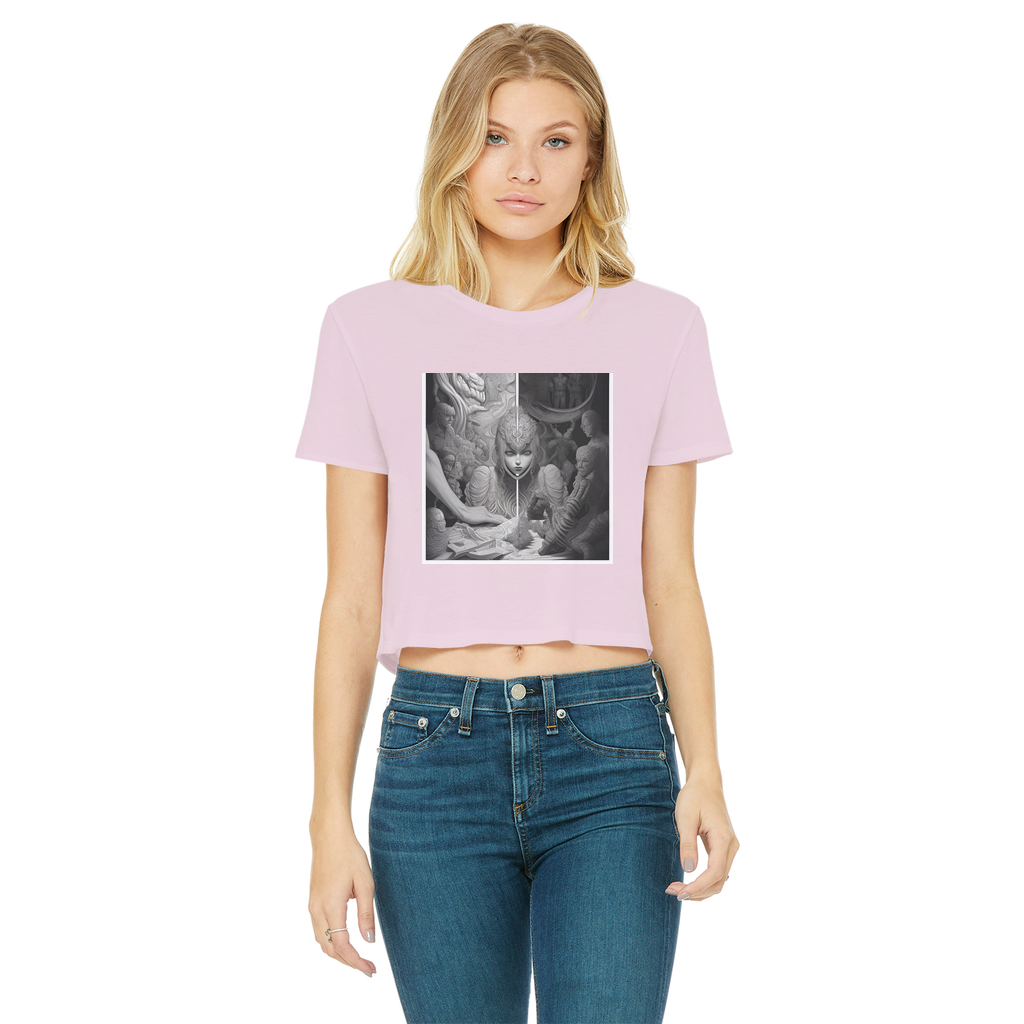 Drama Classic Women's Cropped Raw Edge T-Shirt