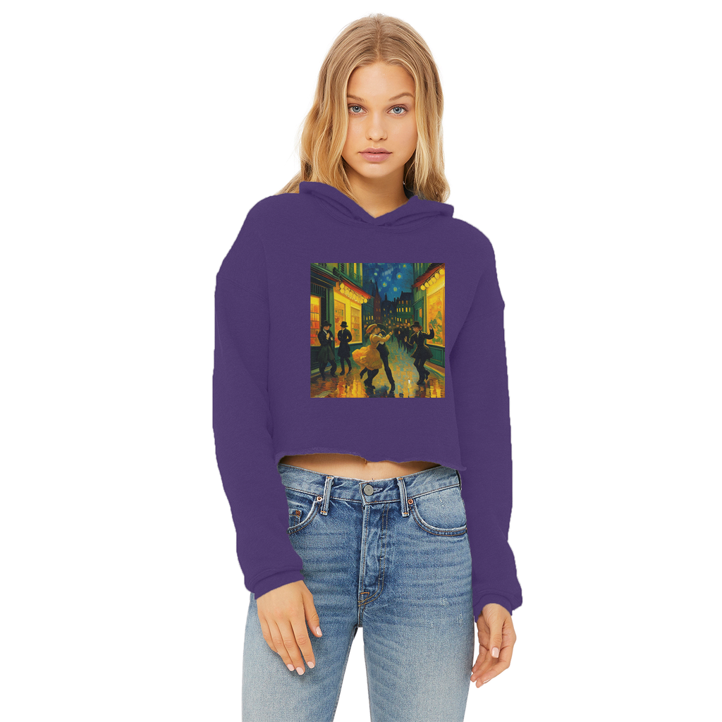 Dancing In The Streets Ladies Cropped Raw Edge Hoodie