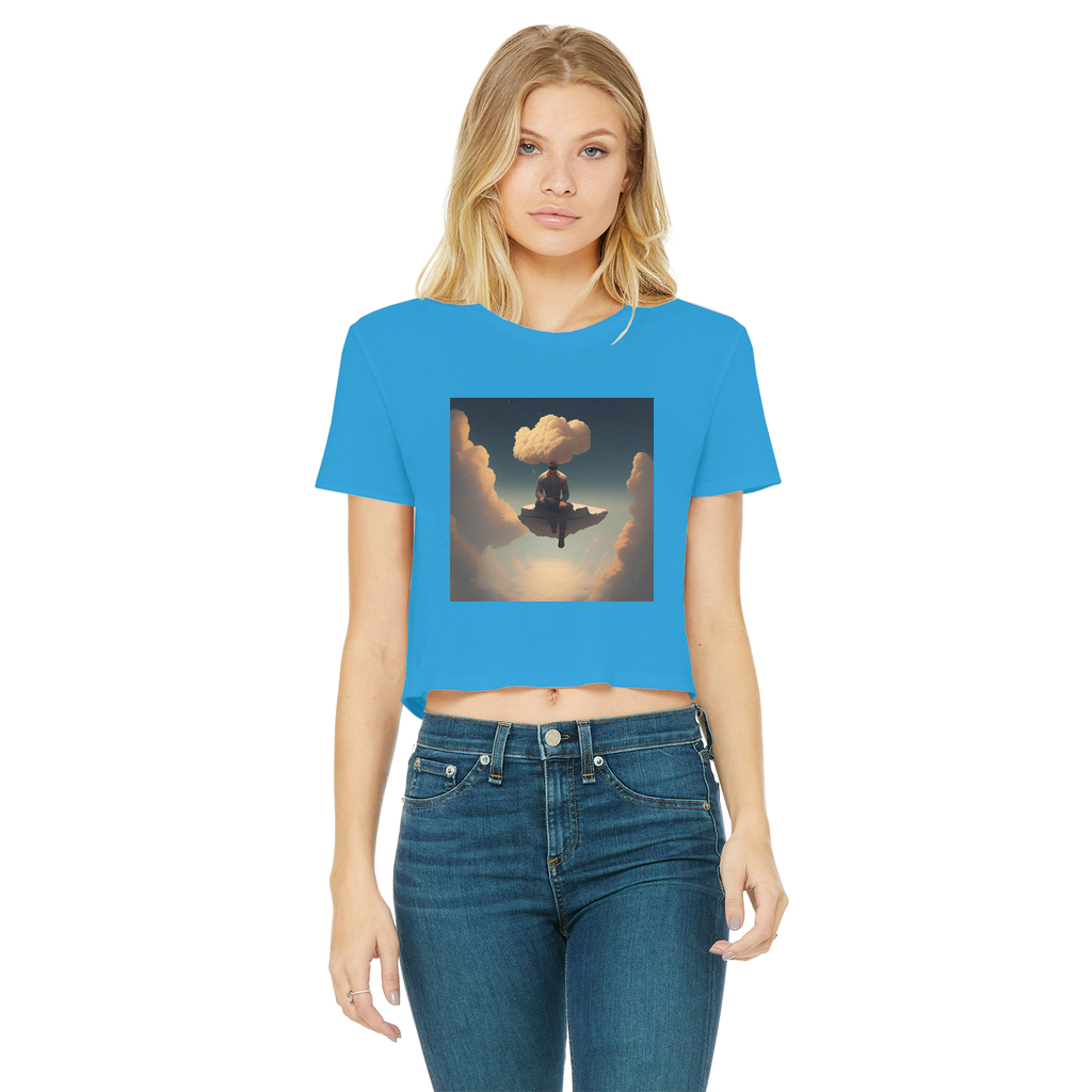 Rather Be High Classic Women's Cropped Raw Edge T-Shirt