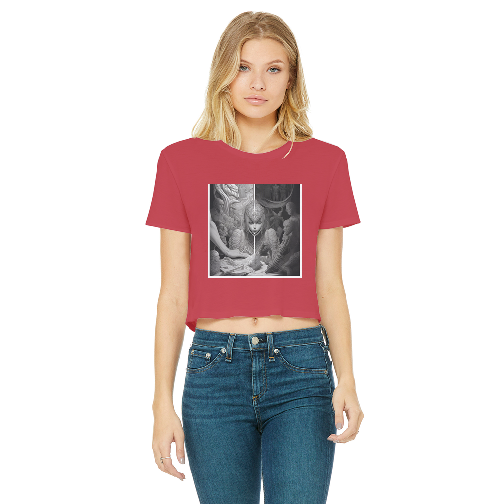 Drama Classic Women's Cropped Raw Edge T-Shirt