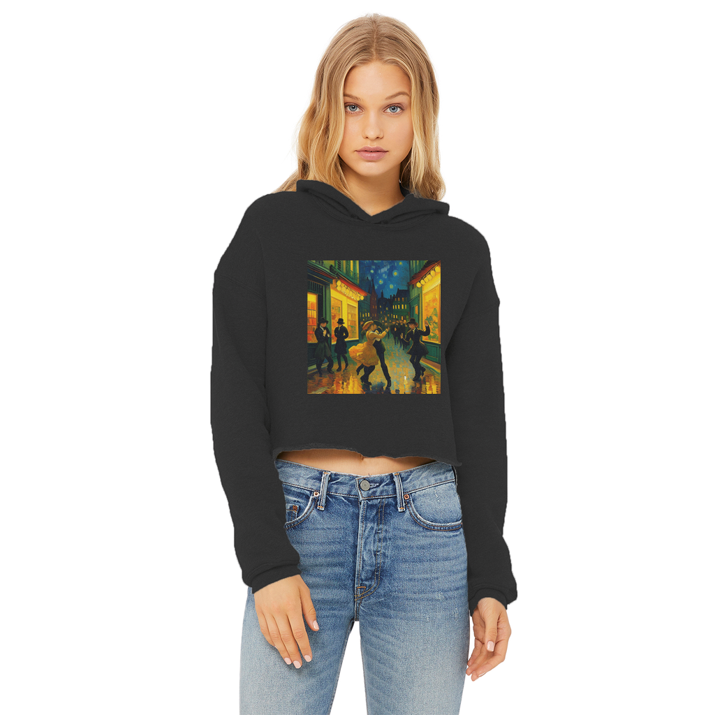 Dancing In The Streets Ladies Cropped Raw Edge Hoodie