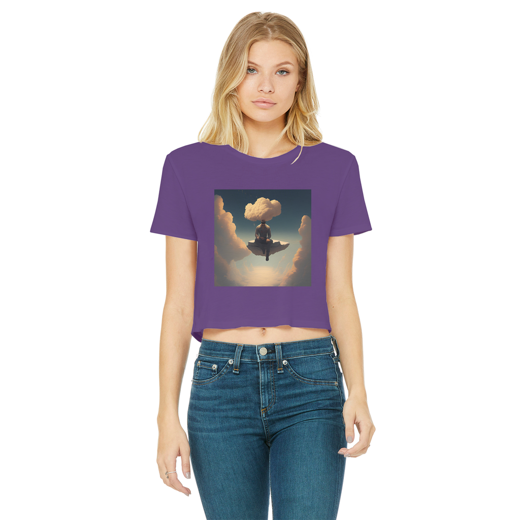 Rather Be High Classic Women's Cropped Raw Edge T-Shirt