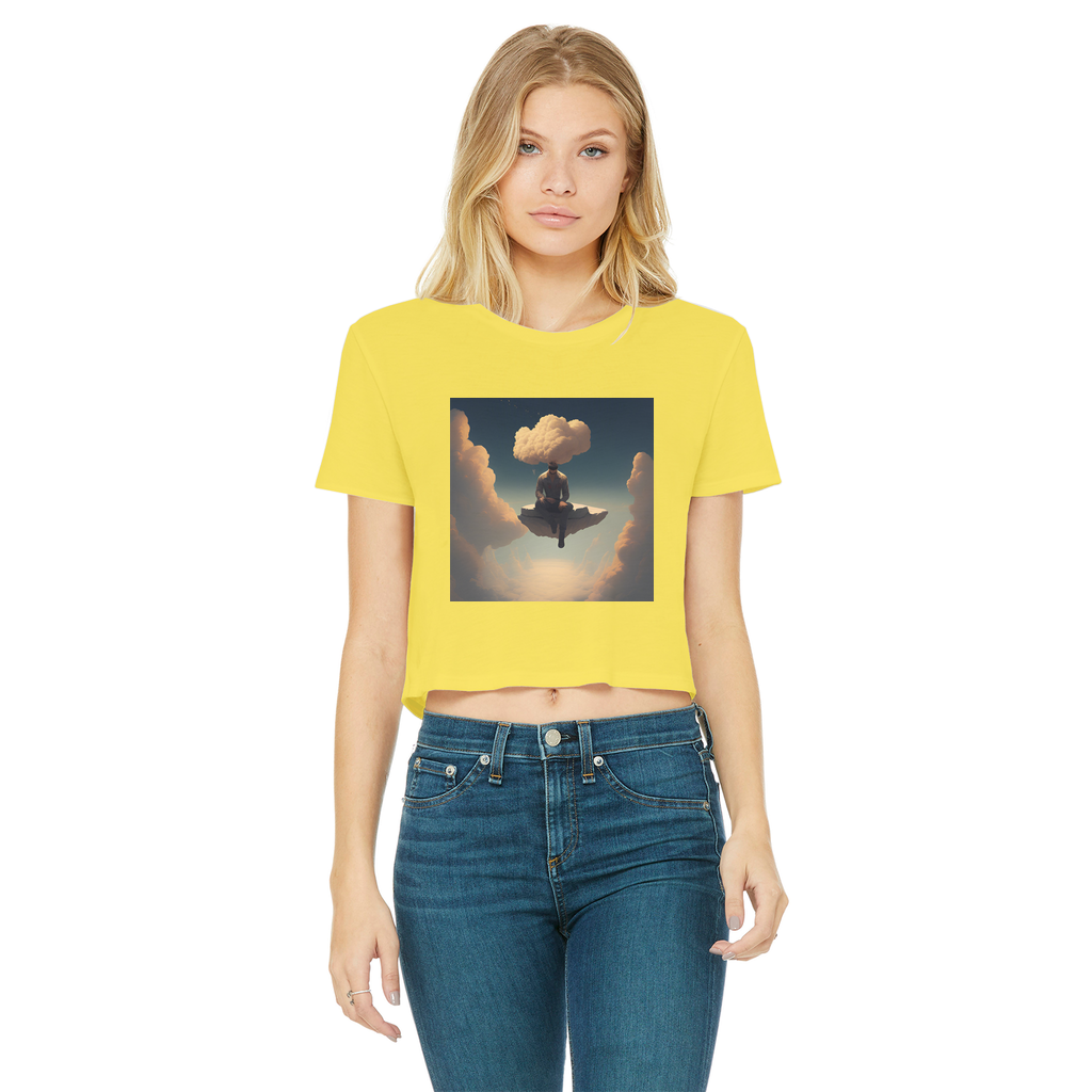 Rather Be High Classic Women's Cropped Raw Edge T-Shirt