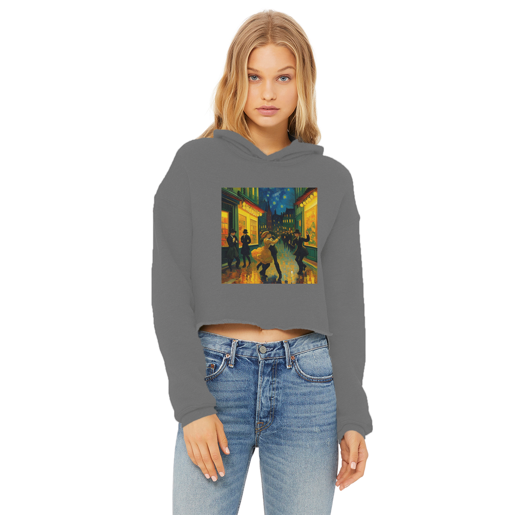 Dancing In The Streets Ladies Cropped Raw Edge Hoodie