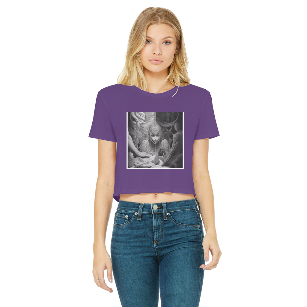 Drama Classic Women's Cropped Raw Edge T-Shirt