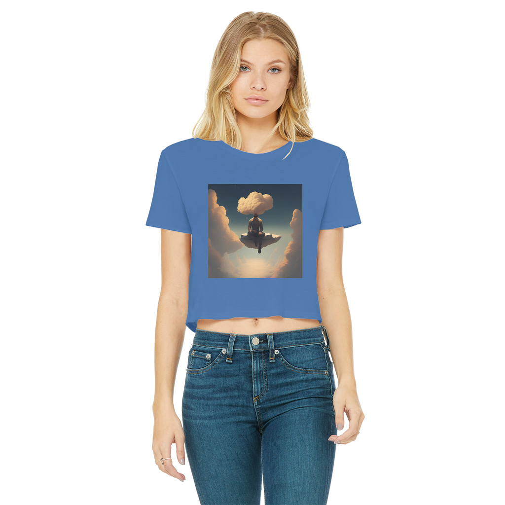 Rather Be High Classic Women's Cropped Raw Edge T-Shirt