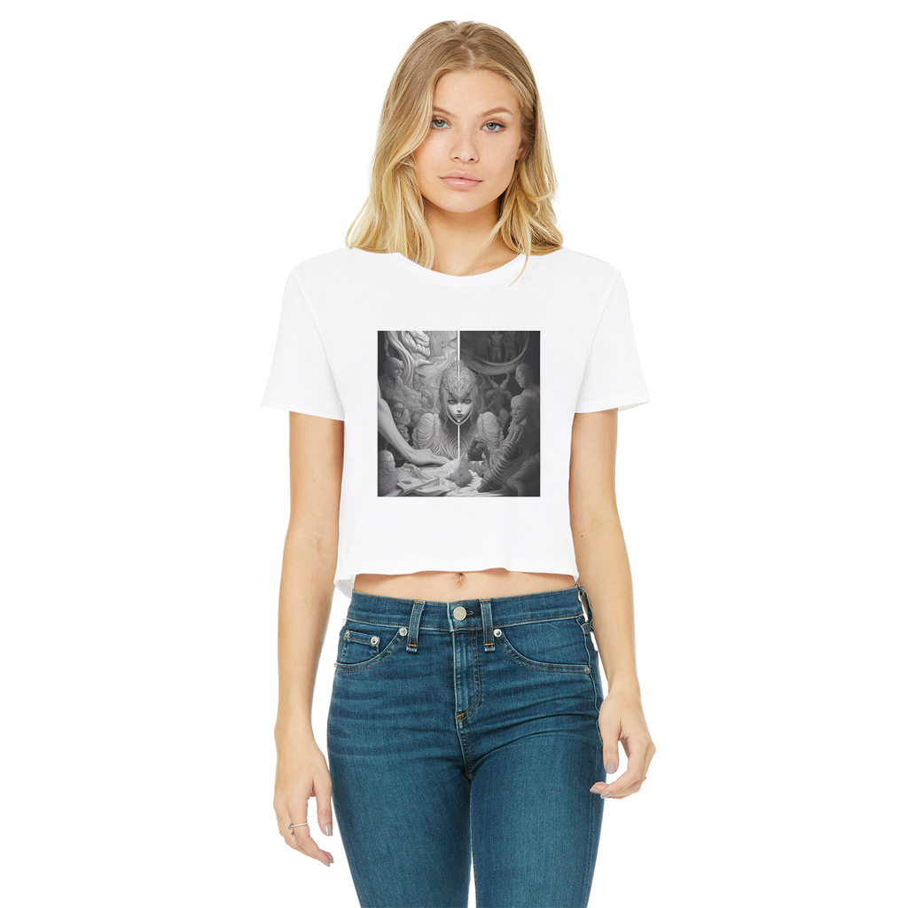 Drama Classic Women's Cropped Raw Edge T-Shirt