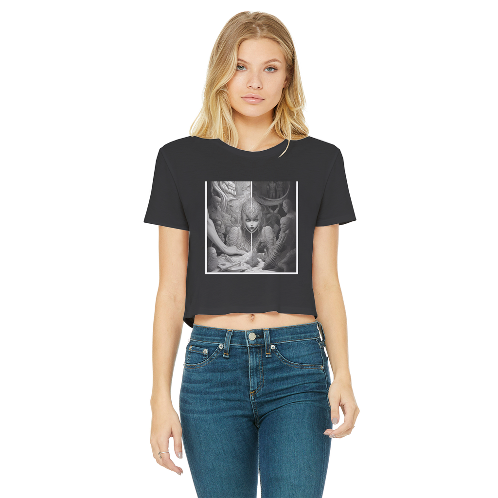 Drama Classic Women's Cropped Raw Edge T-Shirt