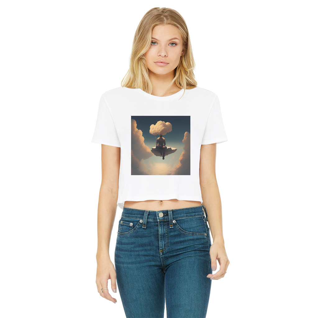 Rather Be High Classic Women's Cropped Raw Edge T-Shirt