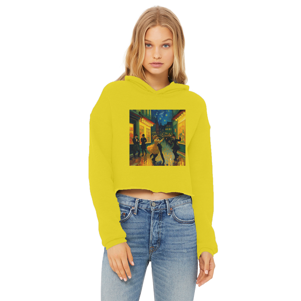 Dancing In The Streets Ladies Cropped Raw Edge Hoodie