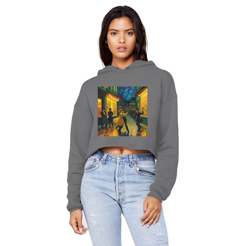 Cropped raw top edge hoodie