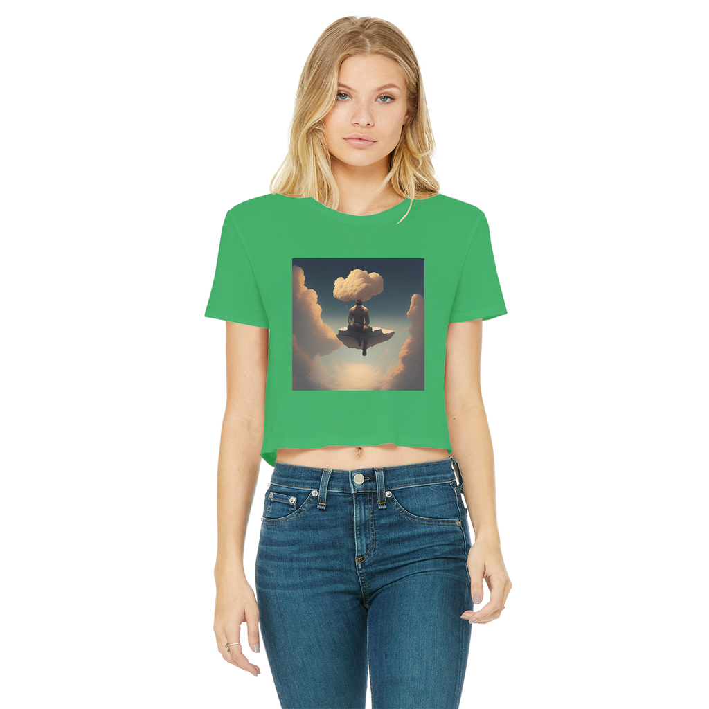 Rather Be High Classic Women's Cropped Raw Edge T-Shirt