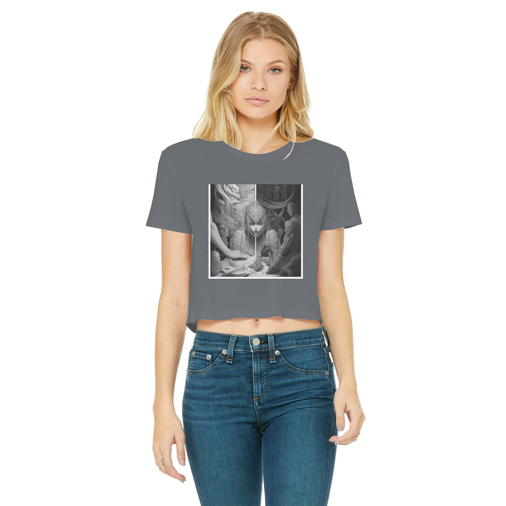 Drama Classic Women's Cropped Raw Edge T-Shirt